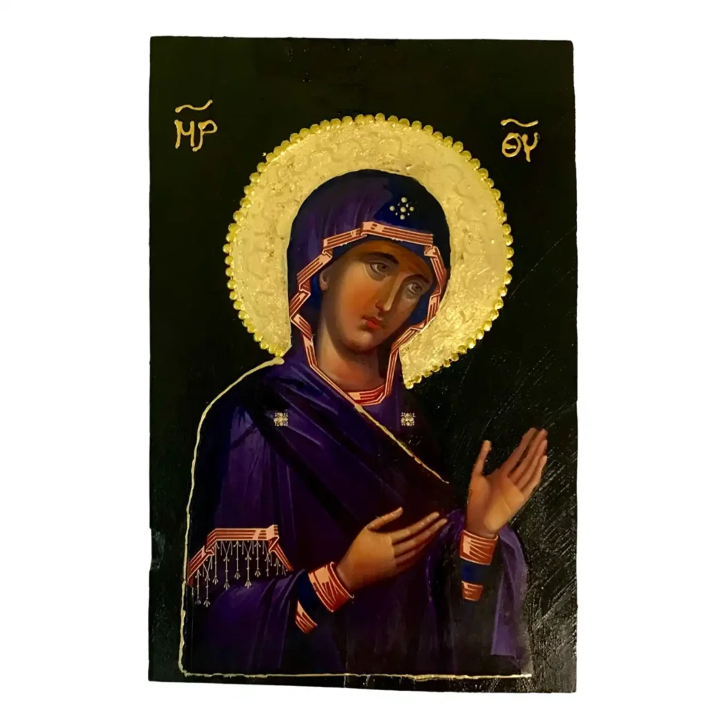 Greek Orthodox Icon Of Panagia Virgin Mary Mother of Christ Wooden Christian Icon