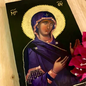 Greek Orthodox Icon Of Panagia Virgin Mary Mother of Christ Wooden Christian Icon