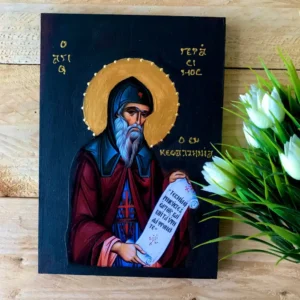 Handmade Greek Orthodox Wooden Icon of Saint Gerasimus of Cephalonia – Unique Religious Art Saint Gerasimus Icon Orthodox Wall Decor