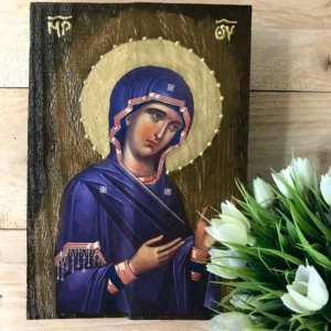 Handmade Byzantine Icon of Panagia Deomeni (The Praying Virgin)