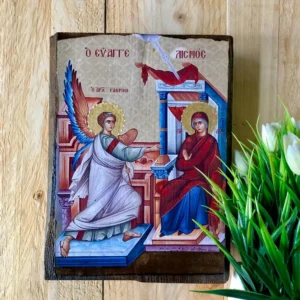 Handmade Icon of the Annunciation of the Theotokos - Orthodox Christian Religious Art, Virgin Mary Icon, Sacred Artwork, Unique Gift