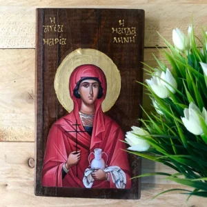 Handmade Saint Mary Magdalene Wooden Icon Orthodox Christian Art