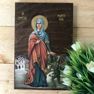 Saint Marina the Great Martyr Handmade Wooden Icon