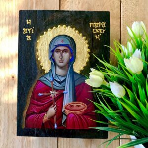 Agia Paraskevi/ Greek Orthodox Icon / Handmade Greek Orthodox Wooden Icon / Handmade Christian Icon Of Agia Paraskevi Sacred Art Christian