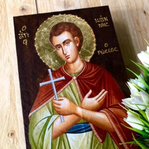 Handmade Wooden Icon of Saint John the Russian