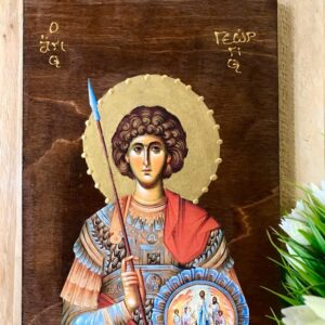 Saint George Handmade Orthodox Wooden Icon / Christian Art/ Christian Gift / Sacred Art / Agios Georgios / Icon of Saint George / Christian