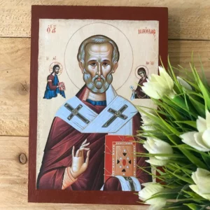 Saint Nicholas Handmade Icon Agios Nikolaos Greek Orthodox Icon