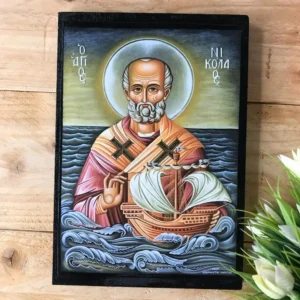 Saint Nicholas Handmade Icon Agios Nikolaos Greek Orthodox Icon