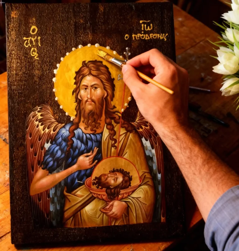 Handcrafted Icons on Natural Wood