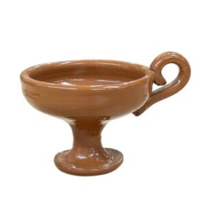 Ceramic Incense Burner Cup - Glazed Orthodox Censer - Traditional Christian Thymiato for Resin & Charcoal 7x9,5cm Brown