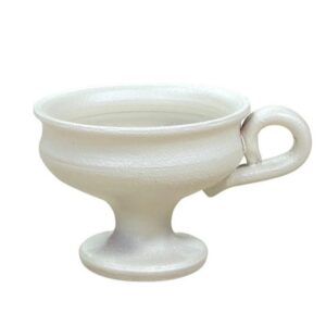 Ceramic Incense Burner Cup - Glazed Orthodox Censer - Traditional Christian Thymiato for Resin & Charcoal 9x8cm Ivory
