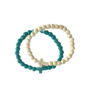Handcrafted Elastic Prayer Bracelet with Beads and Cross