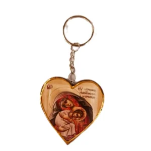 Heart-Shaped Religious Keychain with Icon – Virgin Mary 2