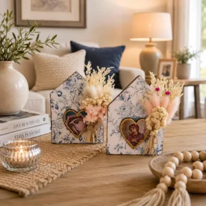 Handmade Wooden House with Orthodox Icon & Dried Flowers Baptism Gift, Newborn Gift, Christian Nursery Decor artdomeicons.com