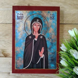 Virgin Mary of Silence Handmade Icon 14x20cm | Panagia Wooden Icon | Orthodox Theotokos Sacred Art, Christian Home Gift