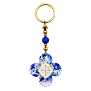 Blue ICXC Cross Keychain | Handmade Plexiglass Orthodox Keyring Gift