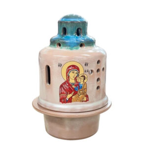 Byzantine Ceramic Orthodox Oil Lamp – Two-Tone Glazed, 19cm