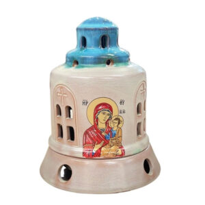 Ceramic Orthodox Vigil Lamp Church Design – Two-Tone Glazed 18cm