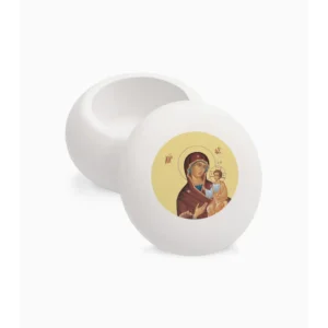 Virgin Mary and Christ Child Orthodox Decorative Macaron Jar 6.5x6.5x4.5cm