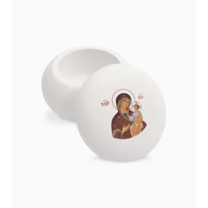Virgin Mary and Christ Child Orthodox Decorative Macaron Jar 6.5x6.5x4.5cm