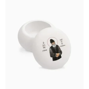 Saint Paisios Orthodox Decorative Macaron Jar 6.5x6.5x4.5cm