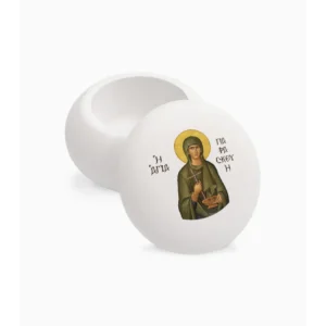 Saint Paraskevi Orthodox Decorative Macaron Jar 6.5x6.5x4.5cm