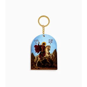 Saint George Orthodox Wooden Icon Keychain 4.7x6.5cm