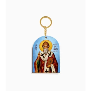 Saint Spyridon Orthodox Wooden Icon Keychain 4.7x6.5cm