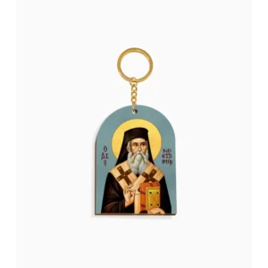 Saint Nektarios Orthodox Wooden Icon Keychain 4.7x6.5cm