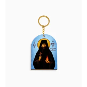 Saint Ephraim of Nea Makri Orthodox Wooden Icon Keychain 4.7x6.5cm