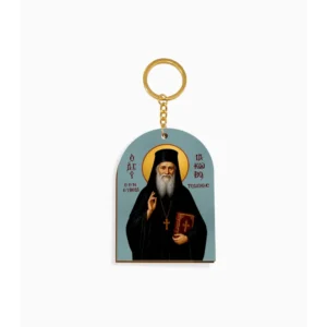 Saint Iakovos Tsalikis Orthodox Wooden Icon Keychain 4.7x6.5cm