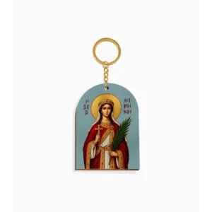 Saint Irene Orthodox Wooden Icon Keychain 4.7x6.5cm